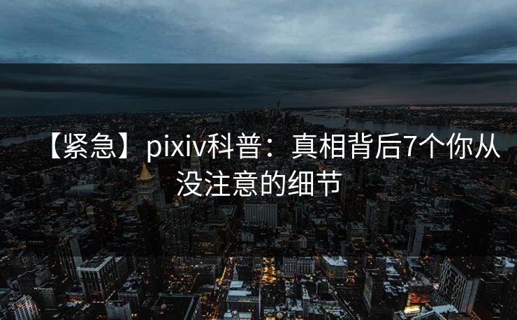 【紧急】pixiv科普：真相背后7个你从没注意的细节