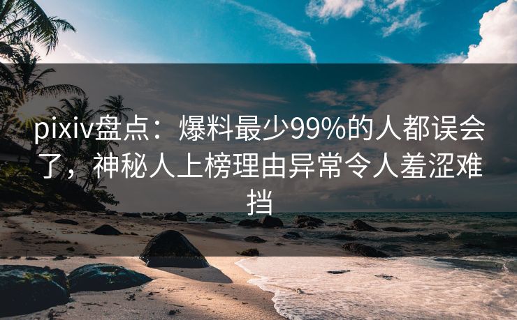 pixiv盘点：爆料最少99%的人都误会了，神秘人上榜理由异常令人羞涩难挡
